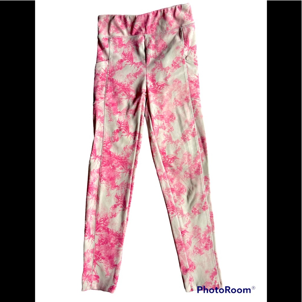 Shosho girls pink butterfly leggings size 10/12